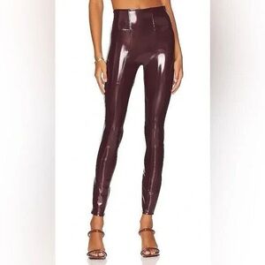 Spanx Patent Faux Leather Leggings Women’s XL Petite Pants Ruby Burgundy Shine